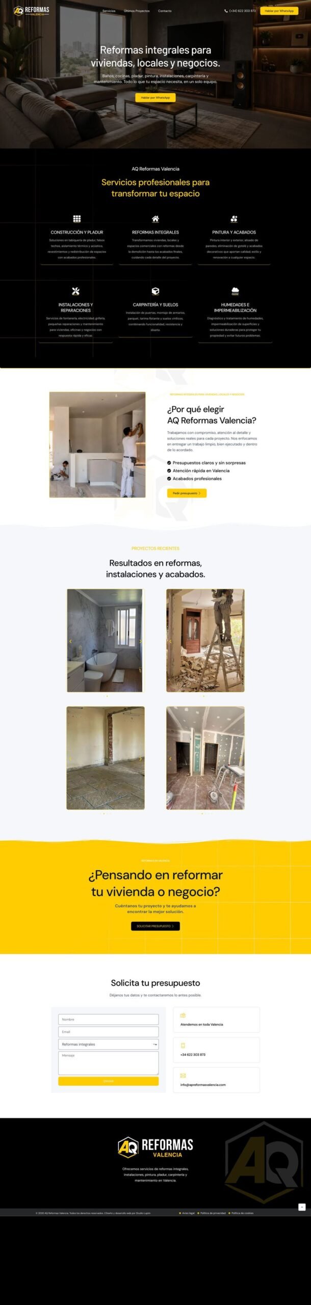 Web de AQ Reformas Valencia