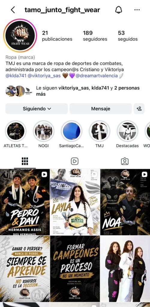 Instagram de Tamo Junto Fight Wear